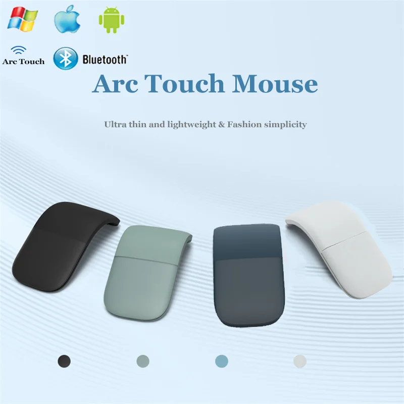 Mouse Wireless pieghevole Bluetooth Mouse Touch ad arco Ultra sottile pieghevole Mause ottico silenzioso sottile per Tablet Laptop Microsoft PC