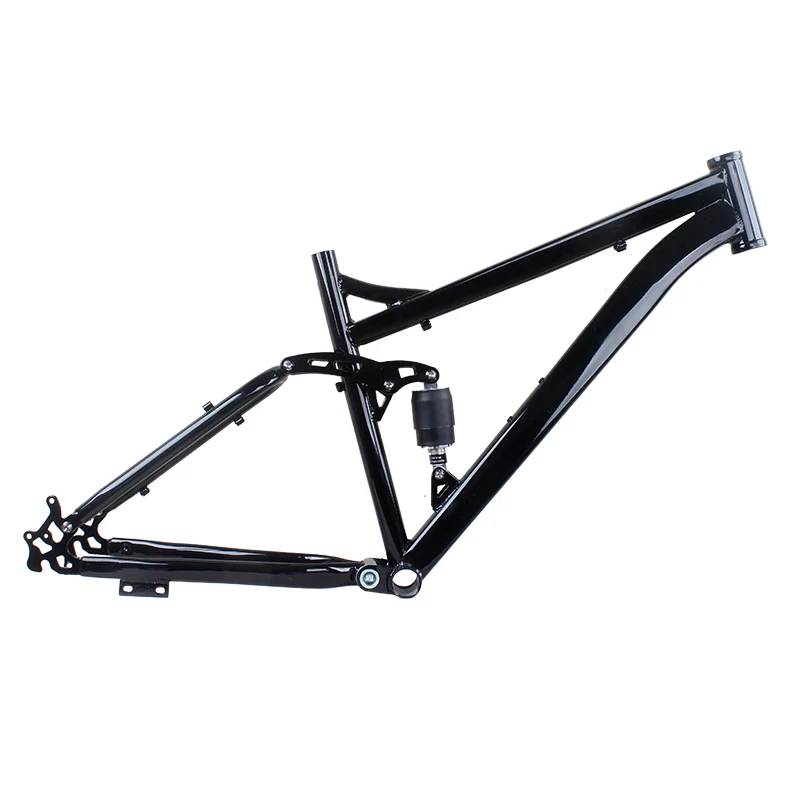 Shock-absorbing Frame for Mountain Bike, MTB Disc Brake, High Carbon Steel, Modified Bicycle Parts, Bright Black, 26 in