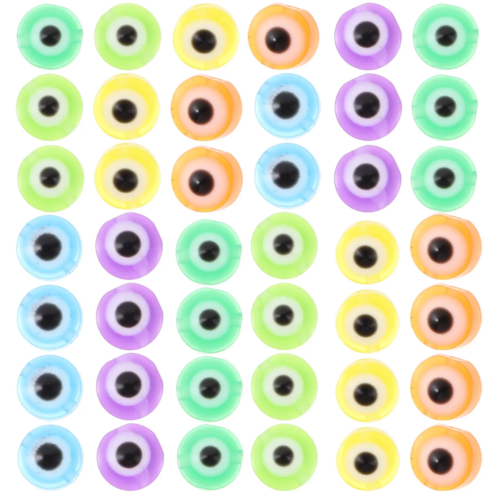 

200pcs Flat Round Eye Beads 8mm Colorful Resin DIY Jewelry Spacer Necklace Bracelet Making Accessories Loose Beads Charm
