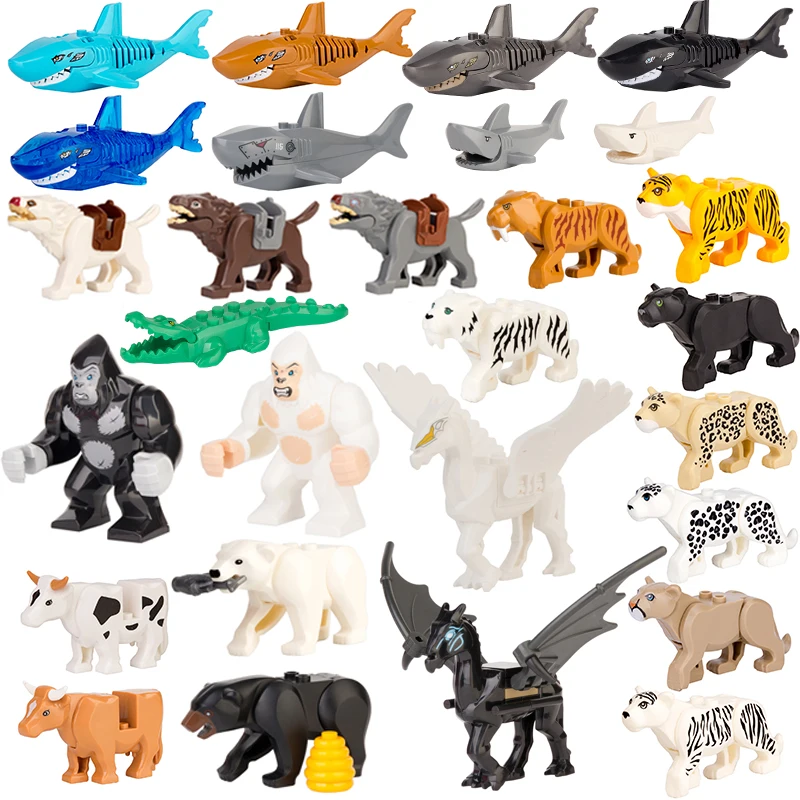 Single Sell Animal World Zoo Action Figure Toy Cartoon Animal Horse Cow Bear Shark Plastics Model Collection Toy For Kids Gift