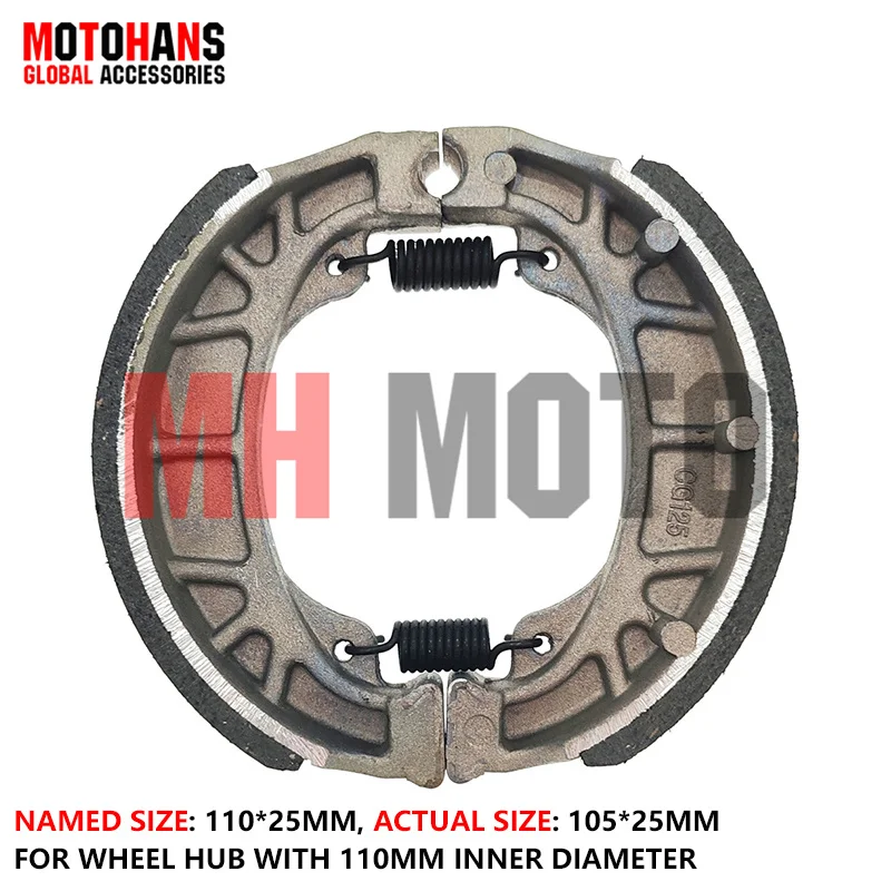 

MOTORCYCLE PARTS BLACK SHEEL ASBESTOS FREE BRAKE SHOE 110*25 FOR AT110 JH110 SMASH CG125 GY6 50 WIN100 BEST125 AX4