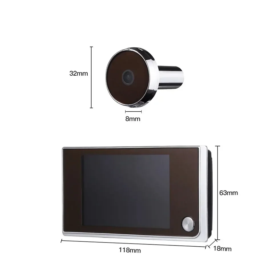 3.5 Inch Doorbell Peephole Viewer Digital Door Camera 120° LCD 2 Million HD Pixel Cat Eye Door Bell Outdoor Monitor Door Camera