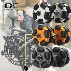 2 pièces Omni Easy Wheels 58mm pour Brompton, accessoires de vélo pliant, roues à roulettes avec roulement M6 x 60MM, vis 10KG de charge