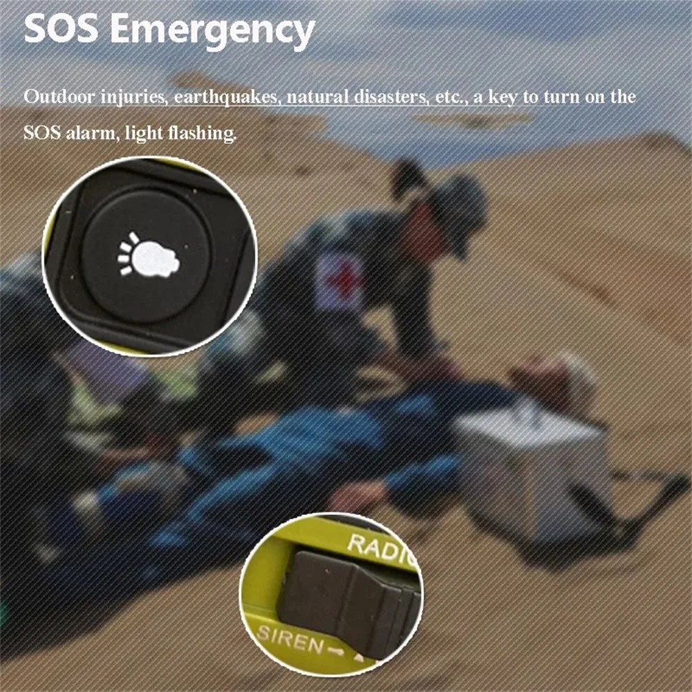 راديو FM AM SW بالطاقة الشمسية كرنك اليد راديو بطارية ليثيوم قابلة للشحن USB TF بطاقة سماعة للمغامرات في الهواء الطلق