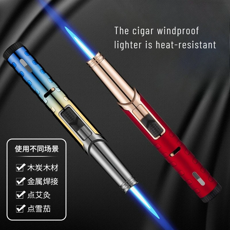 High Appearance Level Windproof Cigar Lighter High-temperature Resistant Moxibustion Inflatable Portable Direct-flush Igniter