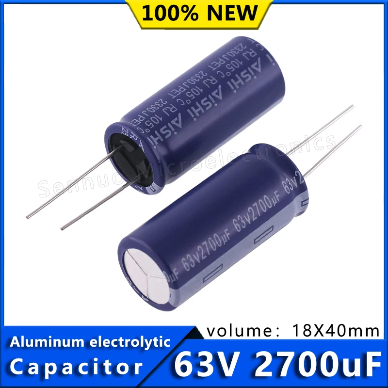 5 Buah Kapasitor Elektrolit Aishi Baru 63V 2700uF 63V 2700UF Frekuensi Tinggi Resistansi Rendah Filter Penguat Daya 2700UF 63V