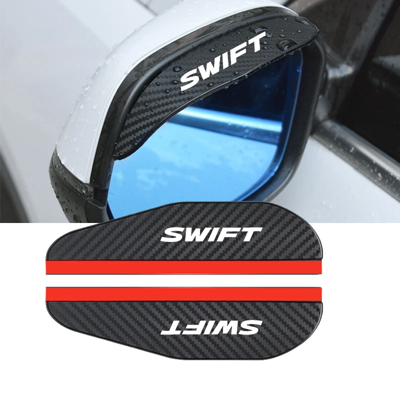 Espejo retrovisor de fibra de carbono, cubierta de lluvia para Suzuki Swift, accesorios para coche, 2 piezas