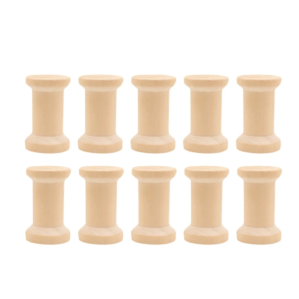 

10 Pcs Wooden Spools Weaving Bobbins Unfinished Empty Thread Spools Craft Product Smooth Surface Stringing Stacking Sorting