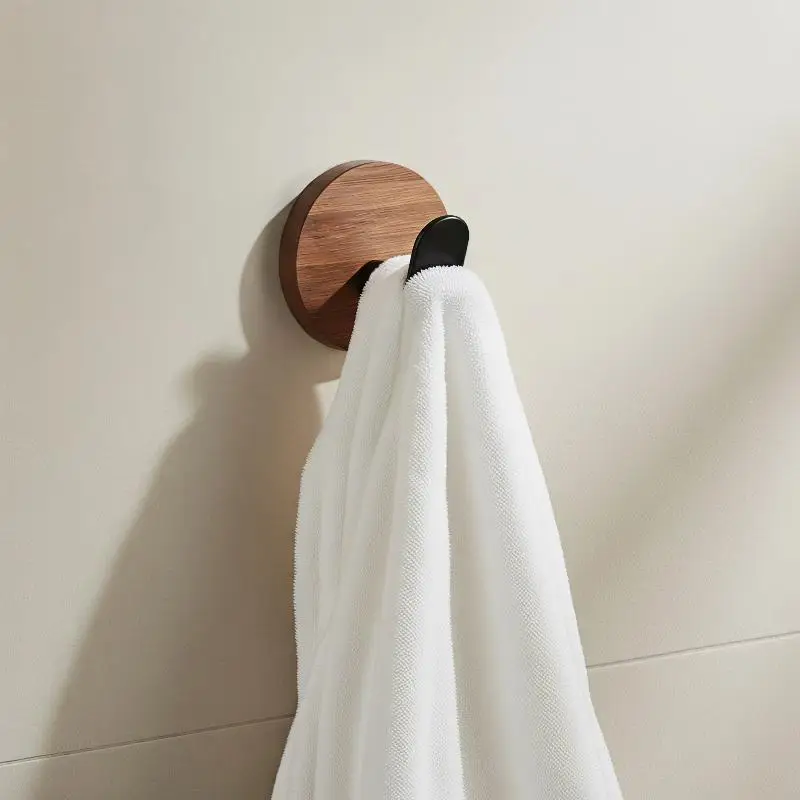 Self Adhesive Wooden Wall Hooks Modern Coat Hooks Natural Wood For Hanging Hats Towels Robe Clothes Keys Bags