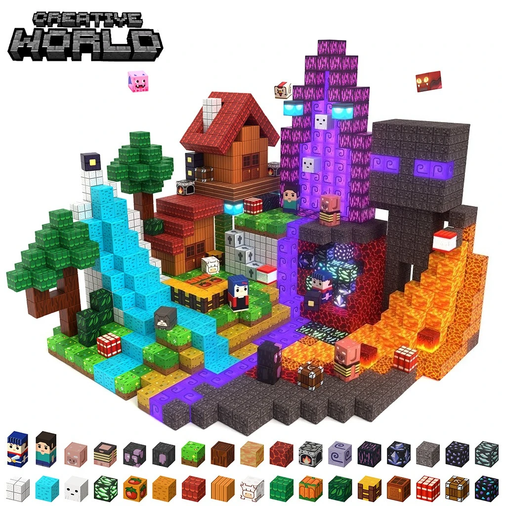

Magnetic Building Blocks Magnetic World Magnetic Ender Head Portal Construction Brick Cube STEM Education Toy Gift for Children