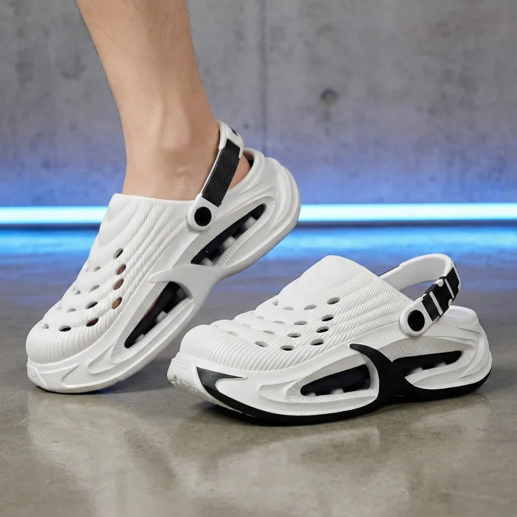 Herren-Clogs für den Sommer, EVA, leicht, weiche Sohle, Wasser- und Strandpantoffeln, rutschfest, verschleißfest, zum Fahren, Dual-Use-Sandalen – Detail 14
