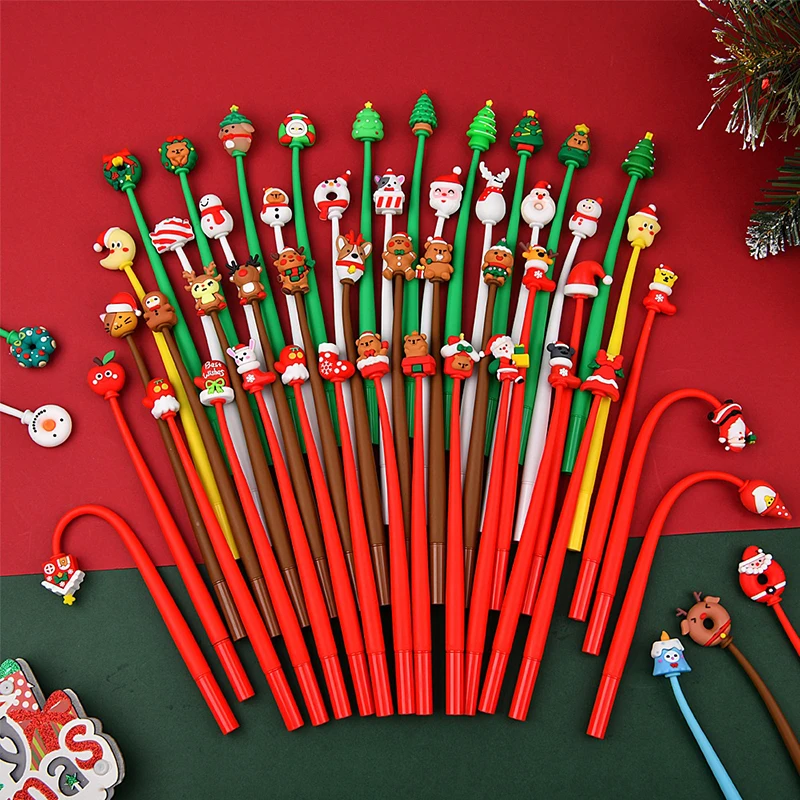 

Kawaii Christmas Gel Pen 0.5mm Black Ink Cute Christmas Tree Elk Santa Snowmen Neutral Pen School Stationary Kids Gift