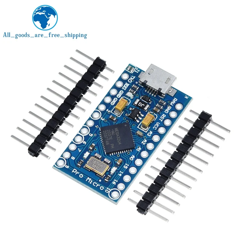 Микросхема TZT Pro Micro ATmega32U4 5 в 16 МГц, замена оригинального чипа ATmega328 для Arduino Pro Mini с 2-рядным штырьковым разъемом для Leonardo UNO R3