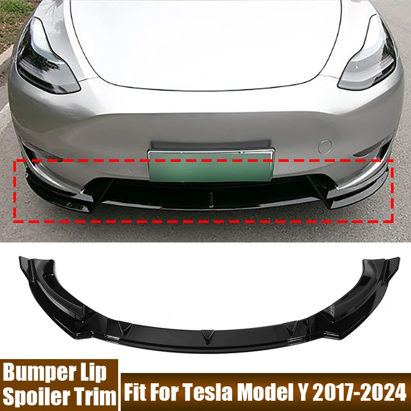 

Car Front Bumper Lower Lip Spoiler Cover Front Shovel Automotive Modification Accessories Fit For Tesla Model Y 2017-2024