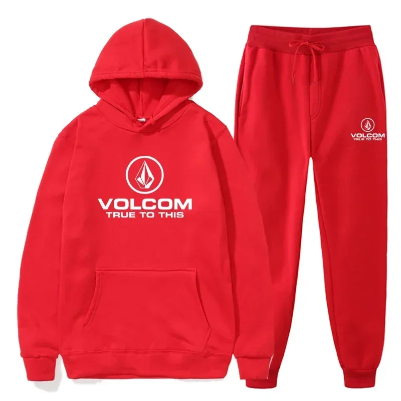 2025 جديد Volcom بدلة رياضية وترفيهية للرجال بدلة على الموضة للرجال خريف جديد طقم مكون من قطعتين بقلنسوة #6