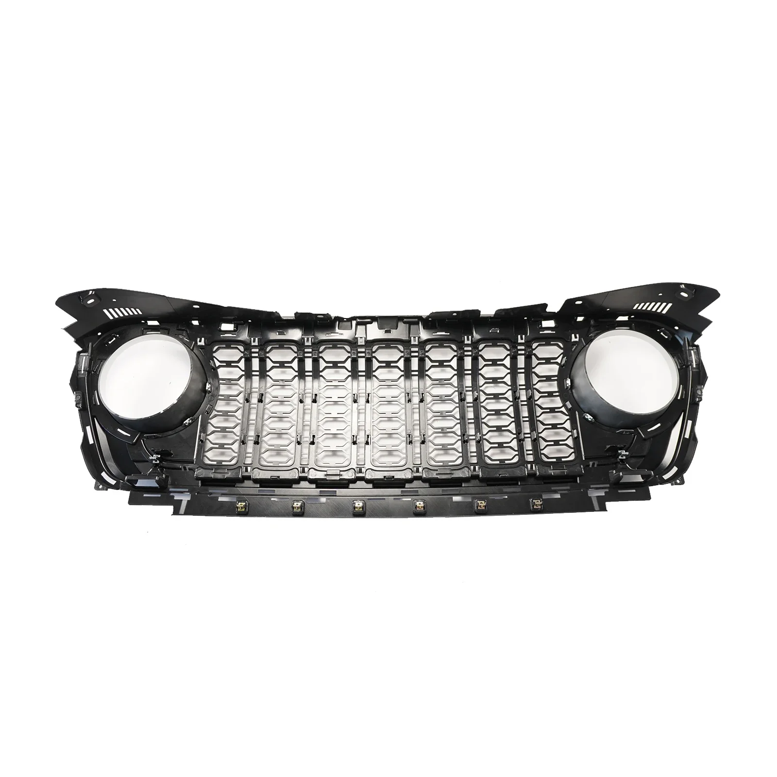 Car Front Bumper Mesh Grille For Jeep Wrangler JL JT 2018 2019 2020-2024 Without Camera Hole Cars Accessories Chrome Silver