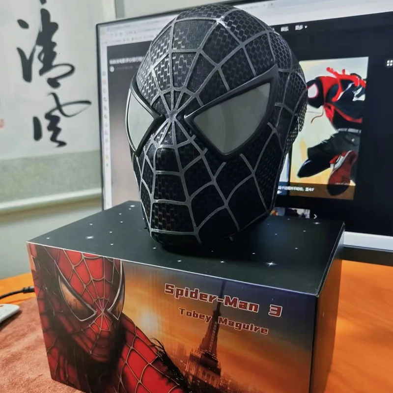 O incrível Toby Maguire Spiderman Máscara 3d Webs Cos com casca dura e olhos magnéticos Super Hero Venom Tecido serigrafado