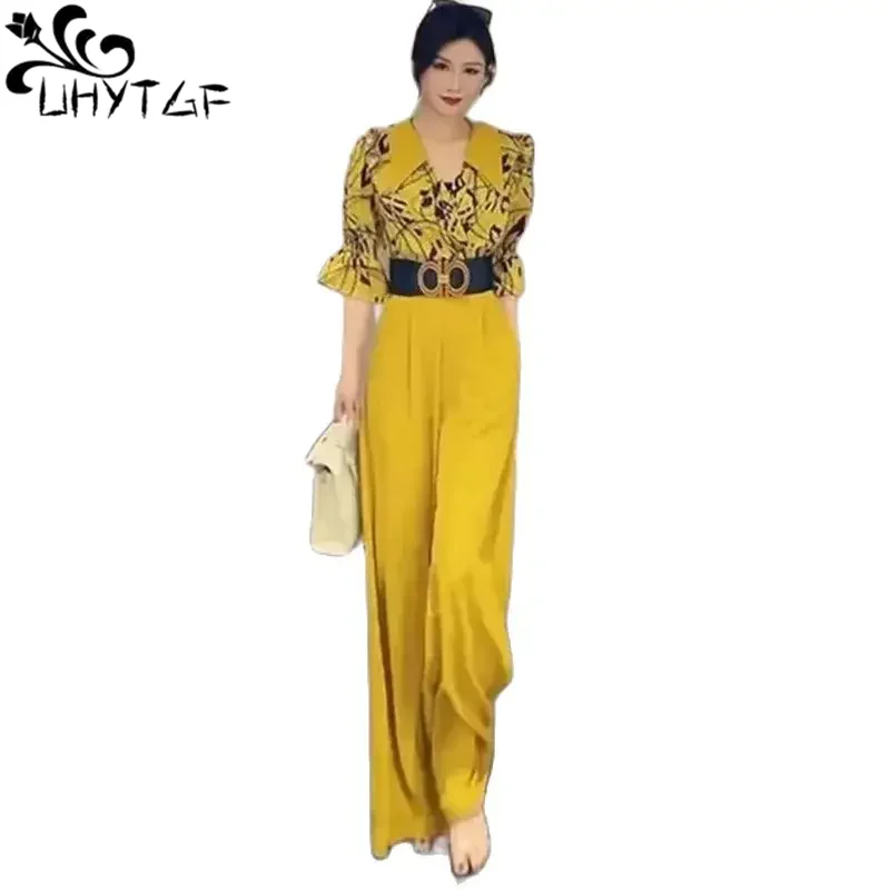 2024Summer New Jumpsuit Woman High-End Fashion Slim Temperament High Waist Loose Elegant Age-Reducing Wide-leg Jumpsuit Lady 633