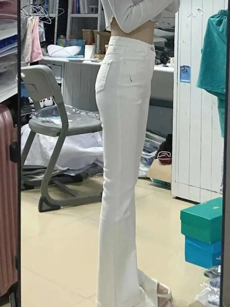 الخريف الربيع سليم نحيل الجينز النساء الدنيم السراويل خمر الأبيض السراويل الضيقة موضة الإناث مطاطا الجينز عادية مضيئة السراويل
