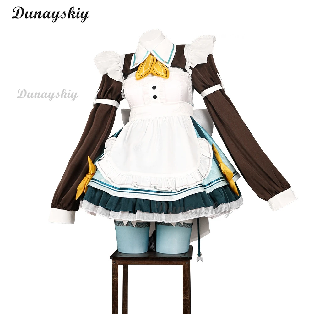 Game Honkai Star Rail Firefly Cosplay Firefly Maid Dress Wig Headwear Lolita Costume Women Girls Halloween Cosplay Customized