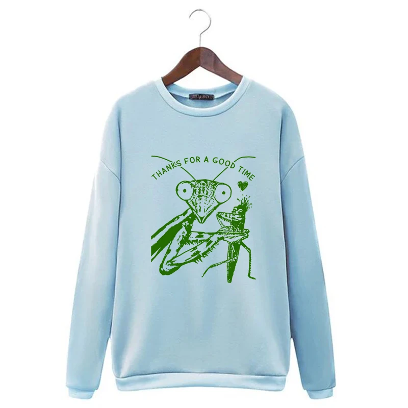 

Women Mantis Pattern Letter Print Long Sleeve Hoodies Y2K Goth Harajuku Loose Pullover Women's Clothing Vintage Streetwear 2000s