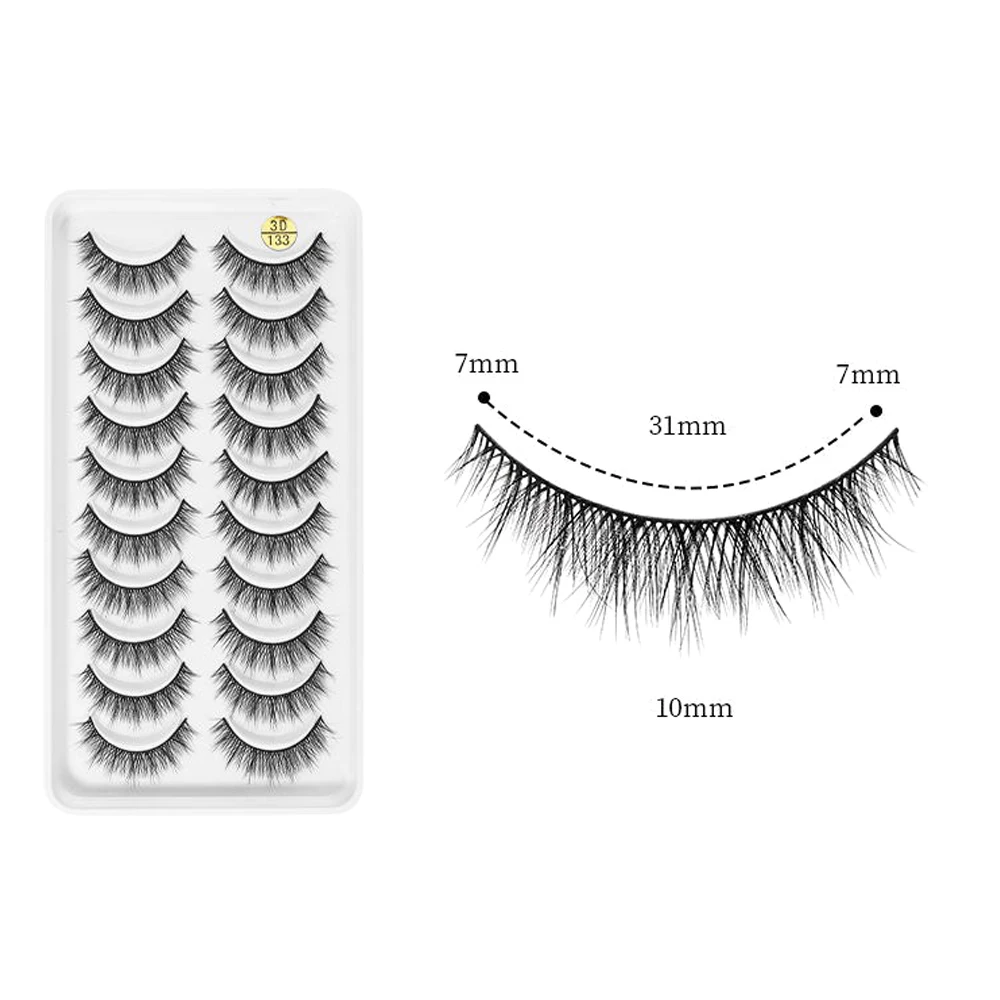 10 pares de pestañas postizas de pelo de visón suave 3D, pestañas postizas entrecruzadas gruesas y largas, efecto multicapa, pestañas largas suaves y gruesas