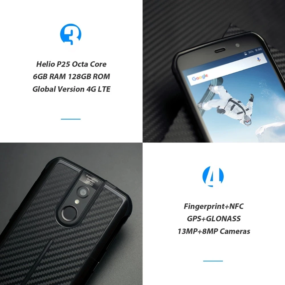 هاتف Vernee Active V1 NFC IP68 الذكي 5.5 بوصة أندرويد 7.0 MTK6757 ثماني النواة 4GB RAM 64GB ROM 13.0MP مقاوم للماء 4G هاتف محمول