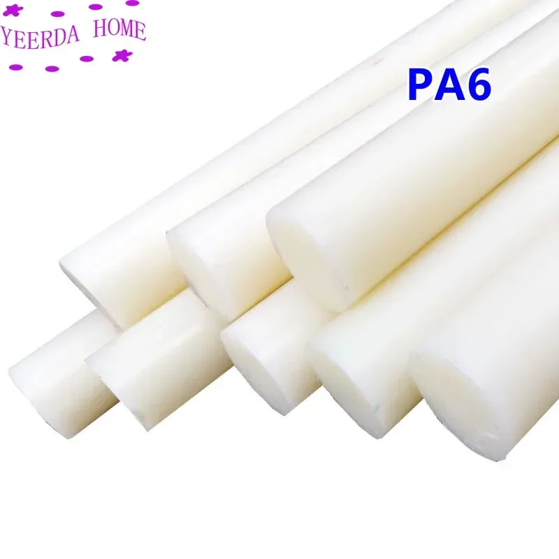 4-45mm Dia White Nylon 6 Rod, 25/50cm Length PA6 Engineering Plastic Bar for Machining, Gears & Bushings