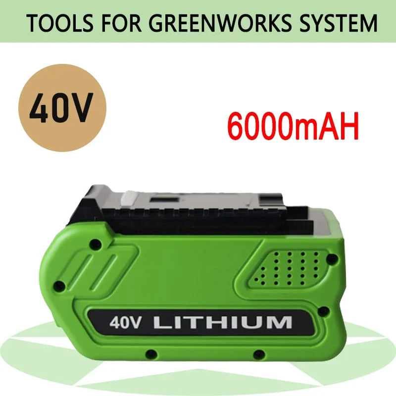 

For GreenWorks 40V 6000mAh Rechargeable Battery for 29462 29472 29282 G-MAX Replacement Lawn Mower Power Tools Battery