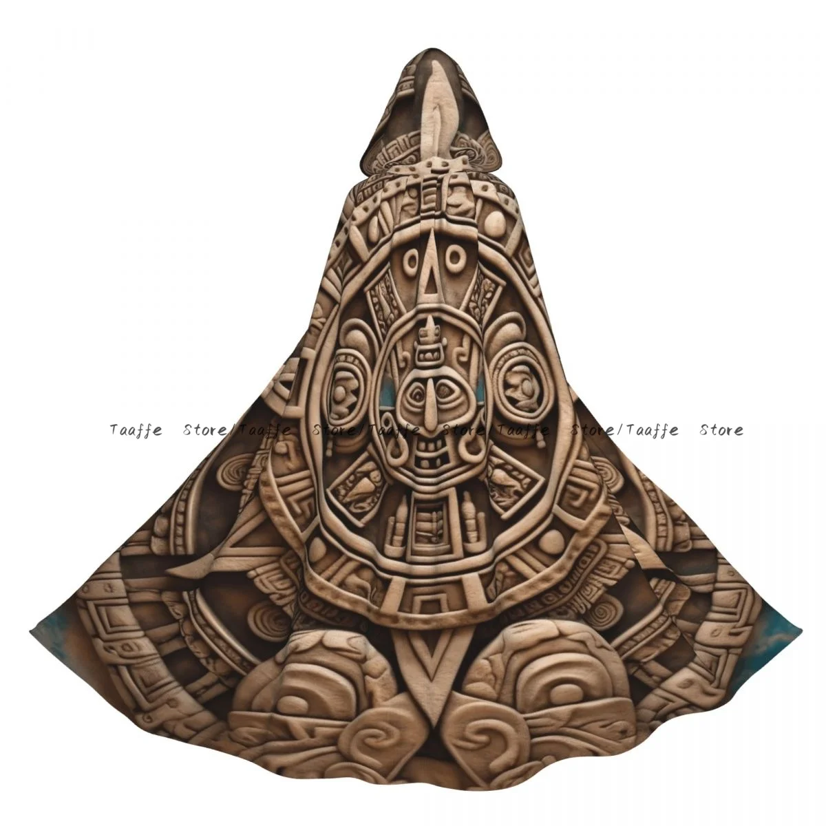 Capa de bruja con calendario maya azteca antiguo, disfraz de Cosplay con capucha, capa larga de fiesta para adultos de Halloween