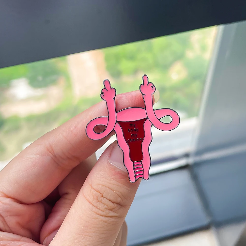 Hanreshe Uterus Feminist Enamel Pin “My Body My Choice” Medical Gynecology Brooch Lapel Pin Jewelry for Women Doctor Nurse