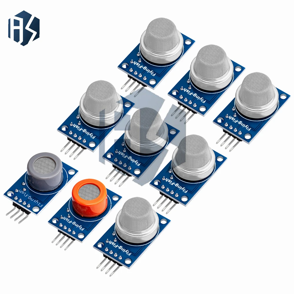 Zestaw modułów czujników detekcji gazów serii MQ - zawiera MQ-2, MQ-3, MQ-4, MQ-5, MQ-6, MQ-7, MQ-8, MQ-9 i MQ-135 do wykrywania gazów
