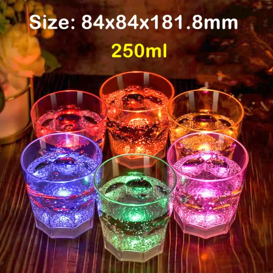 

6Pcs Glow Drinkware LED Cups Luminous Beer Mug Flashing Drinking Cup Color Changing Beer Whisky Glass Cup For Bar Club Party