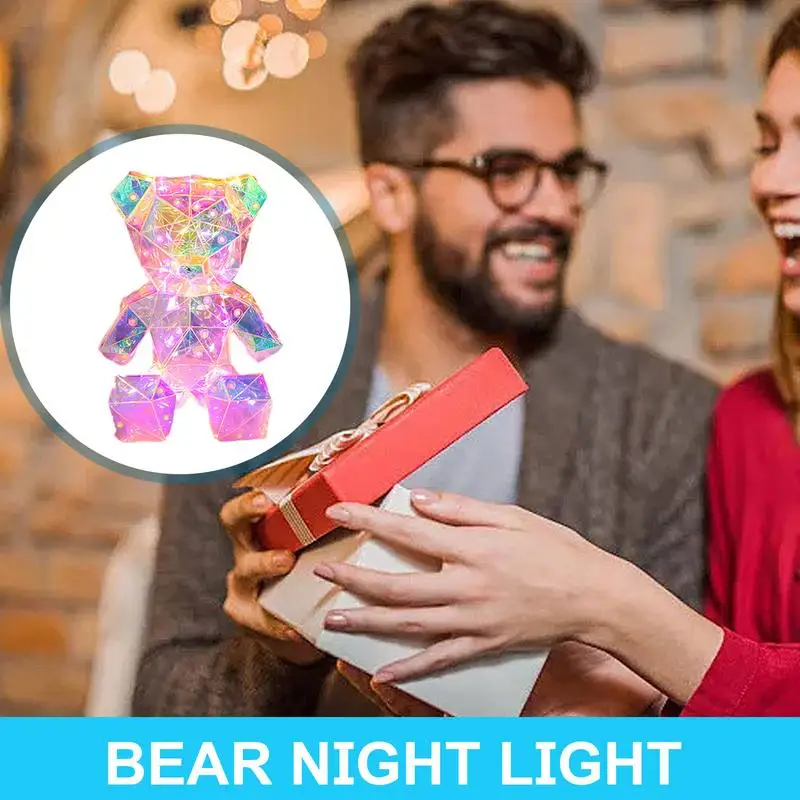 Twinkle Bear Lamp A Red Heart Anniversary& Birthday Xmas Gift changeable Ambient  Bedroom Decoration Suitable for Children Room