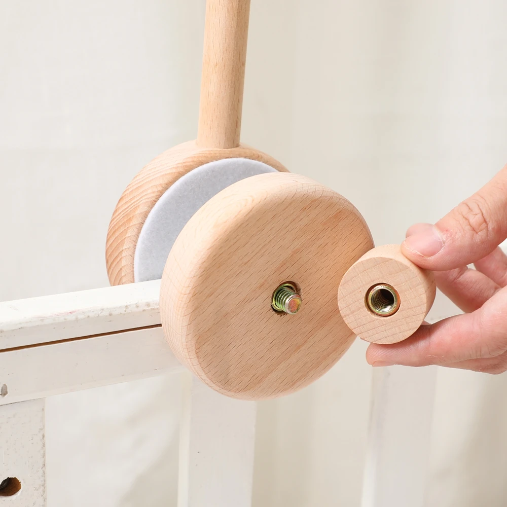 Krippe Mobile Bett Glocke Holz Halterung Baby 0-12 Monate Holz Mobile Hängen Rasseln Spielzeug Halter Dekorative Zubehör arm Halterung – Detail 10