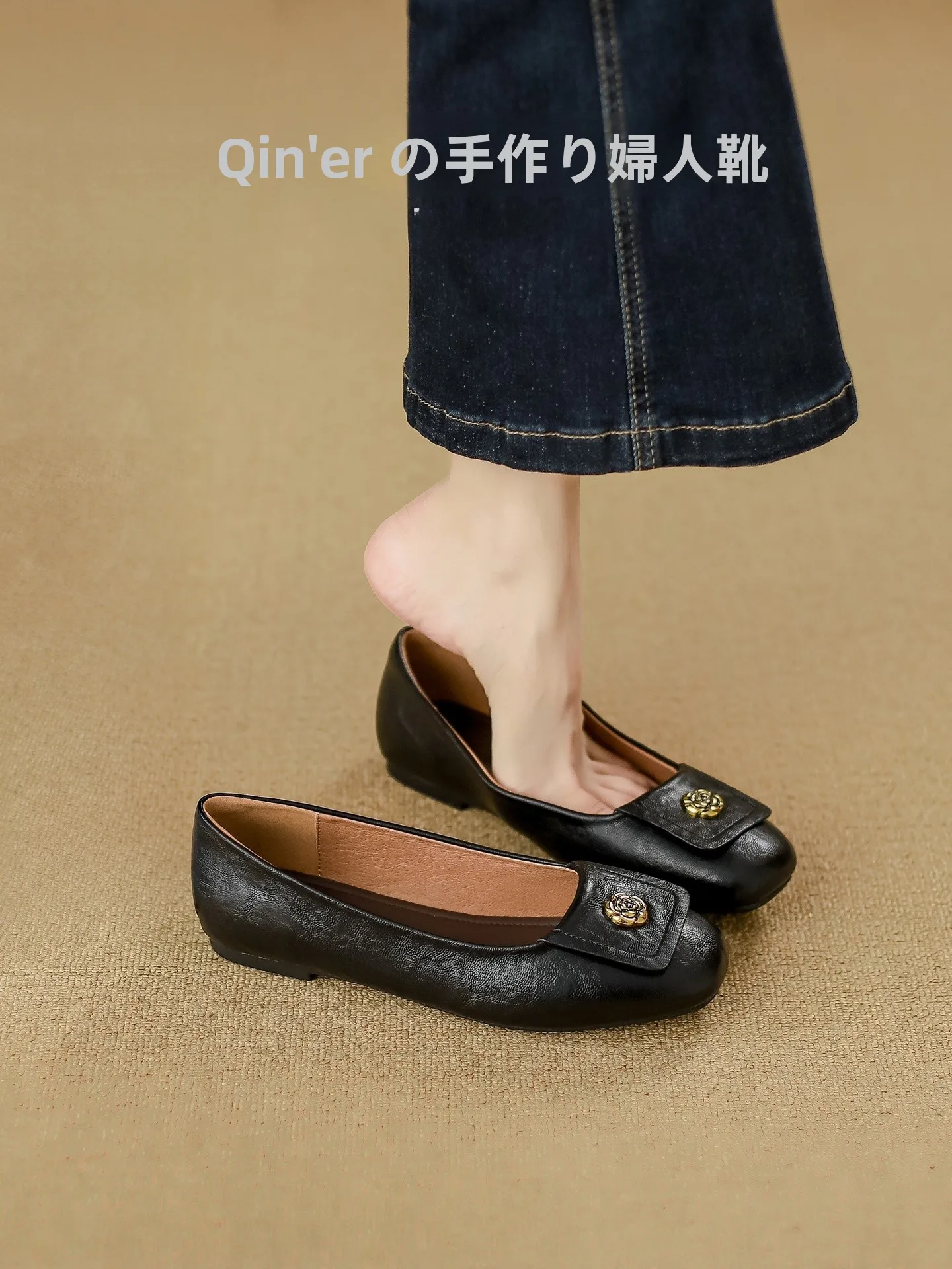leather-version-camellia-retro-slip-on-ballet-flats-women's-shoes-2026-new-style-one-touch-flat-bottom-grandmother-shoes