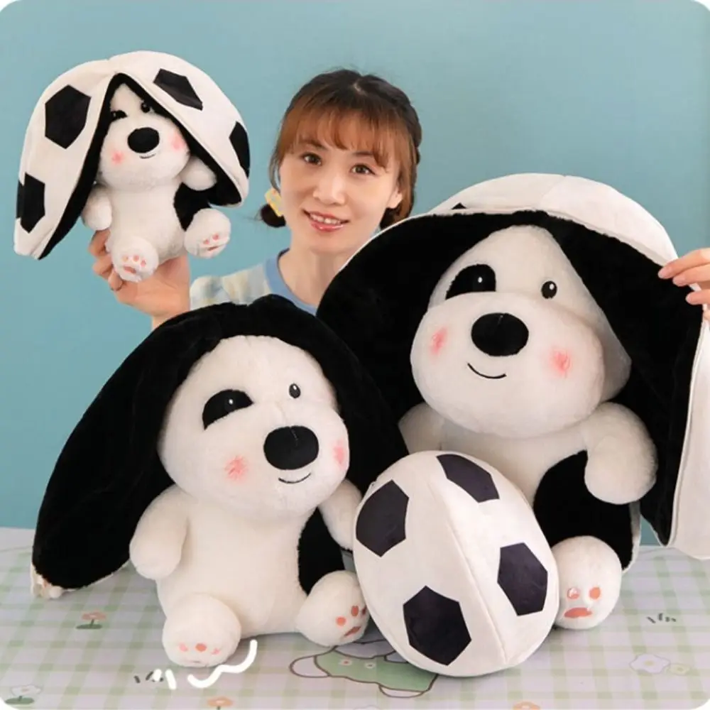 

Zipper Football Dog Plush Toy Lovely PP Cotton Puppy Turn Into A Pillow Fluffy Cartoon Football Shaped Pillow Kids Gift