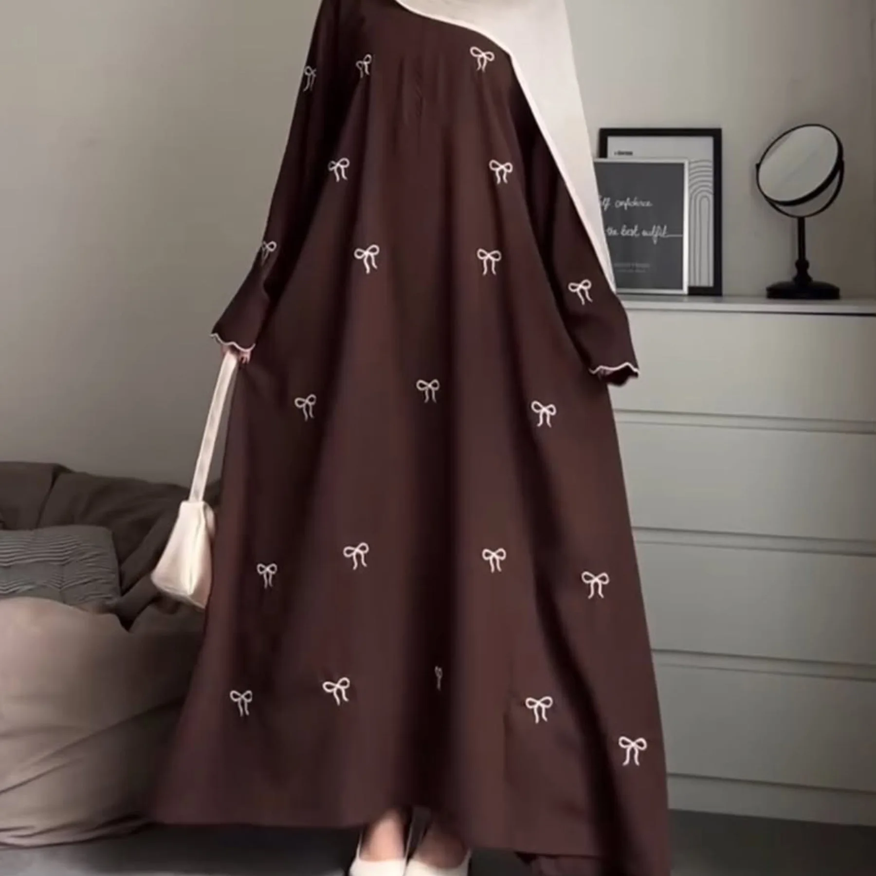Papillon broderie Abayas pour femmes dubaï luxe musulman fermé Abaya Robe arabe turc islamique vêtements Ramadan Robe caftan