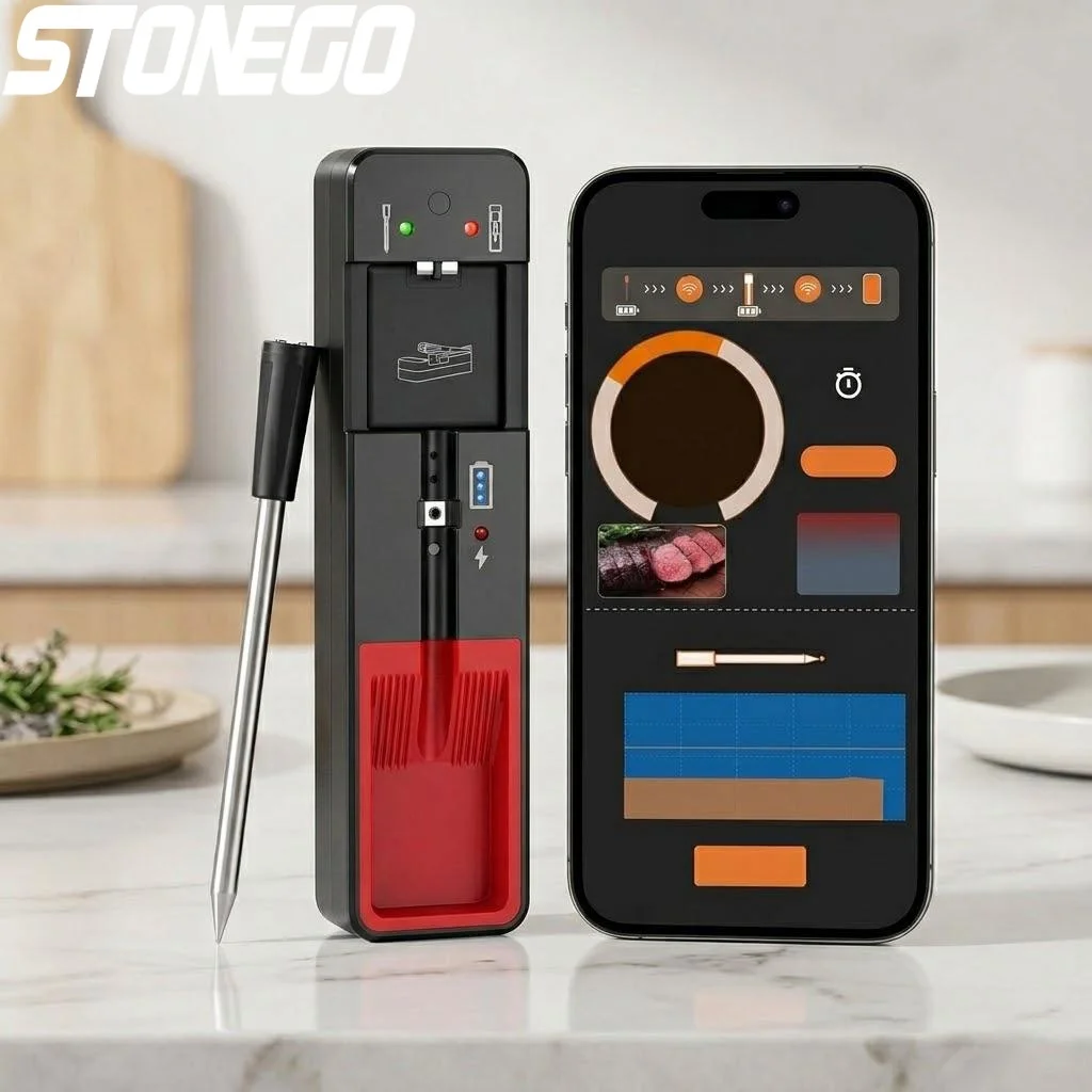 

Беспроводной Bluetooth-термометр для мяса с радиусом действия 360 футов, умный датчик температуры для гриля, духовки, коптильни, су-вид