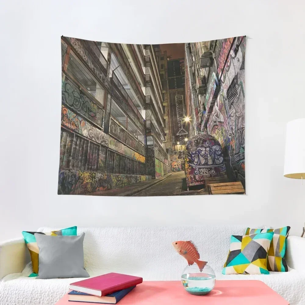 

Graffiti Lane at Night Time Tapestry Aesthetic Room Decoration Things To Decorate The Room Tapestry