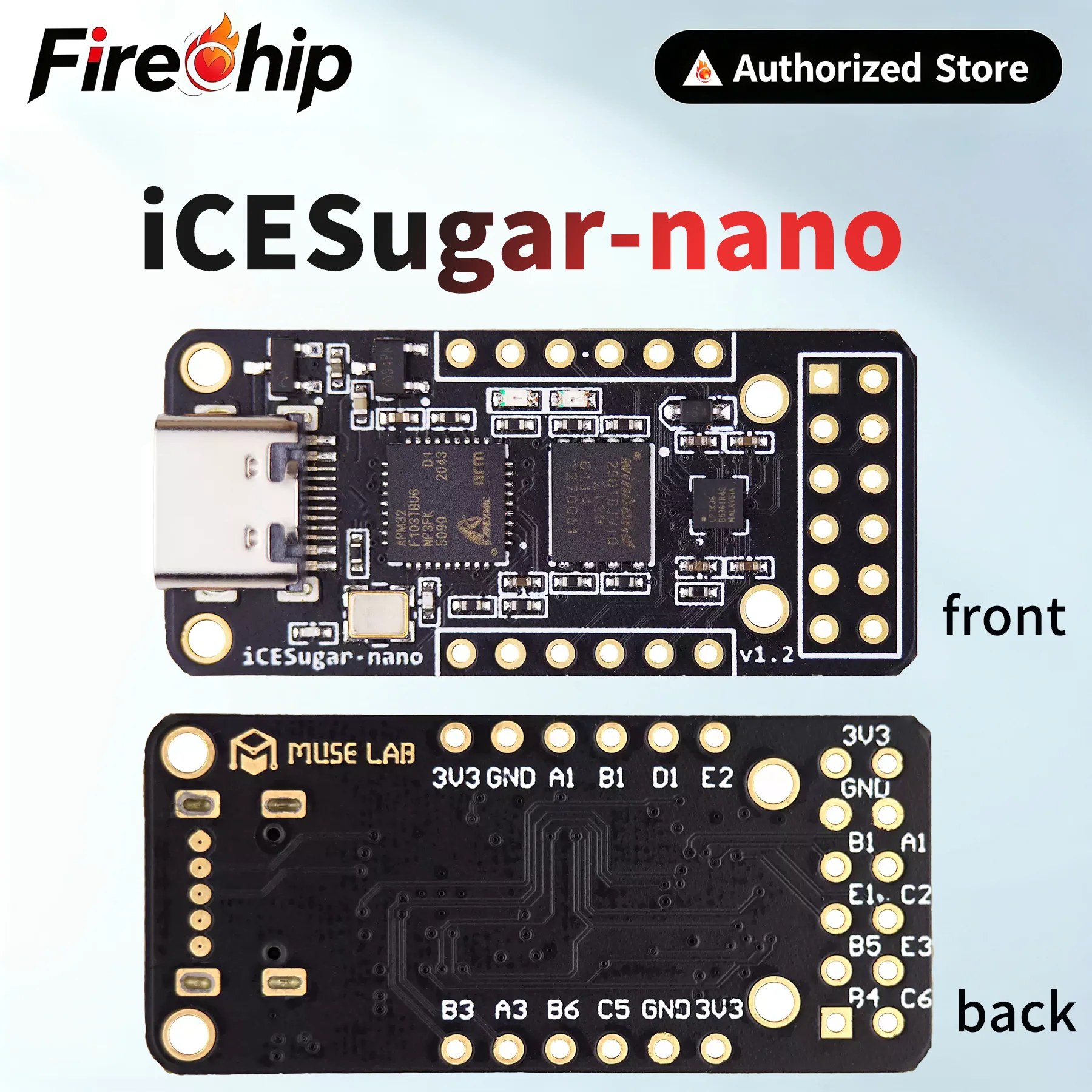 FireChip iCESugar-Nano FPGA Development Board Kit Open Source RISC-V ICE40LP1k Standard PMOD Connector