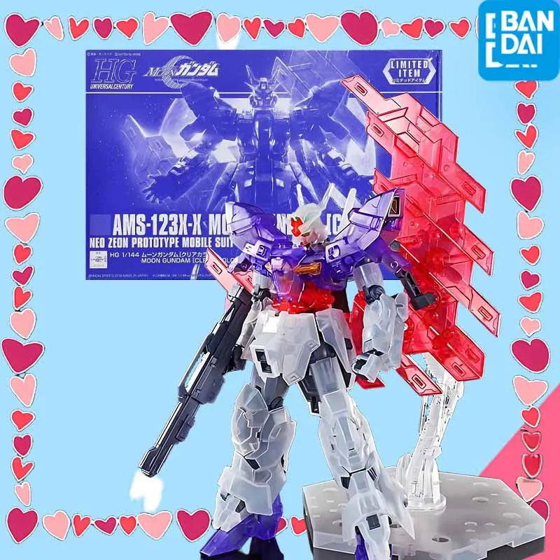 

Высокое качество Bandai Original GUNDAM HG Series AMS-123X-X MOON GUNDAM [CLEAR COLOR] Аниме Фигурка Сборная модель игрушки