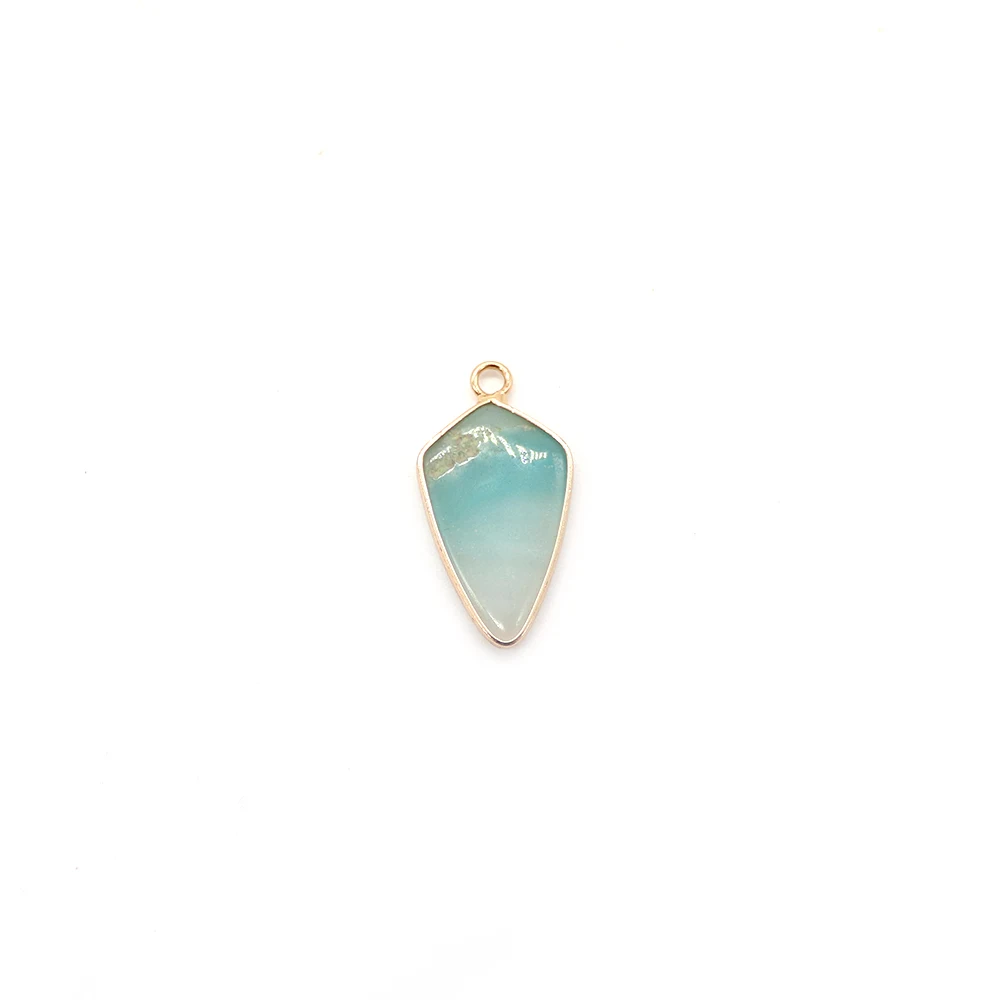 Natural Stone Triangular Pyramid-Shaped Single-Hole Pendant with Gold-Plated Edges DIY Jewelry Material for Necklaces Earrings