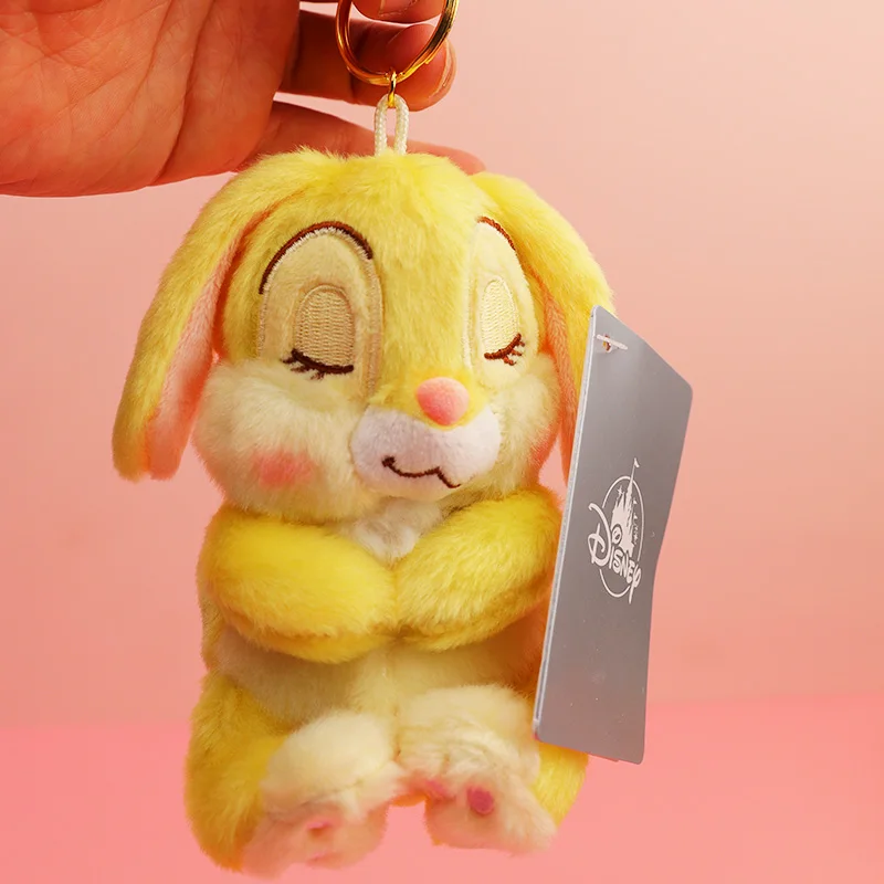 14cm Kawaii Disney Bambi Thumper And Miss Bunny Keychain With Plush Toy Lovely Rabbit Kids Plushie Key Chain Anime Pendant Girls