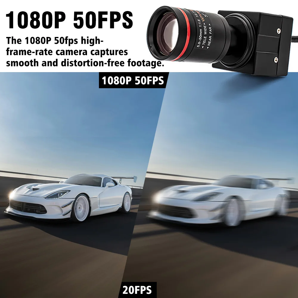 HD POE IP Camera 1080P 50FPS High Speed Motion Camera 5-50mm Varifocal M12 Lens Onvif H.265 RTSP CCTV Video For Machine Vision