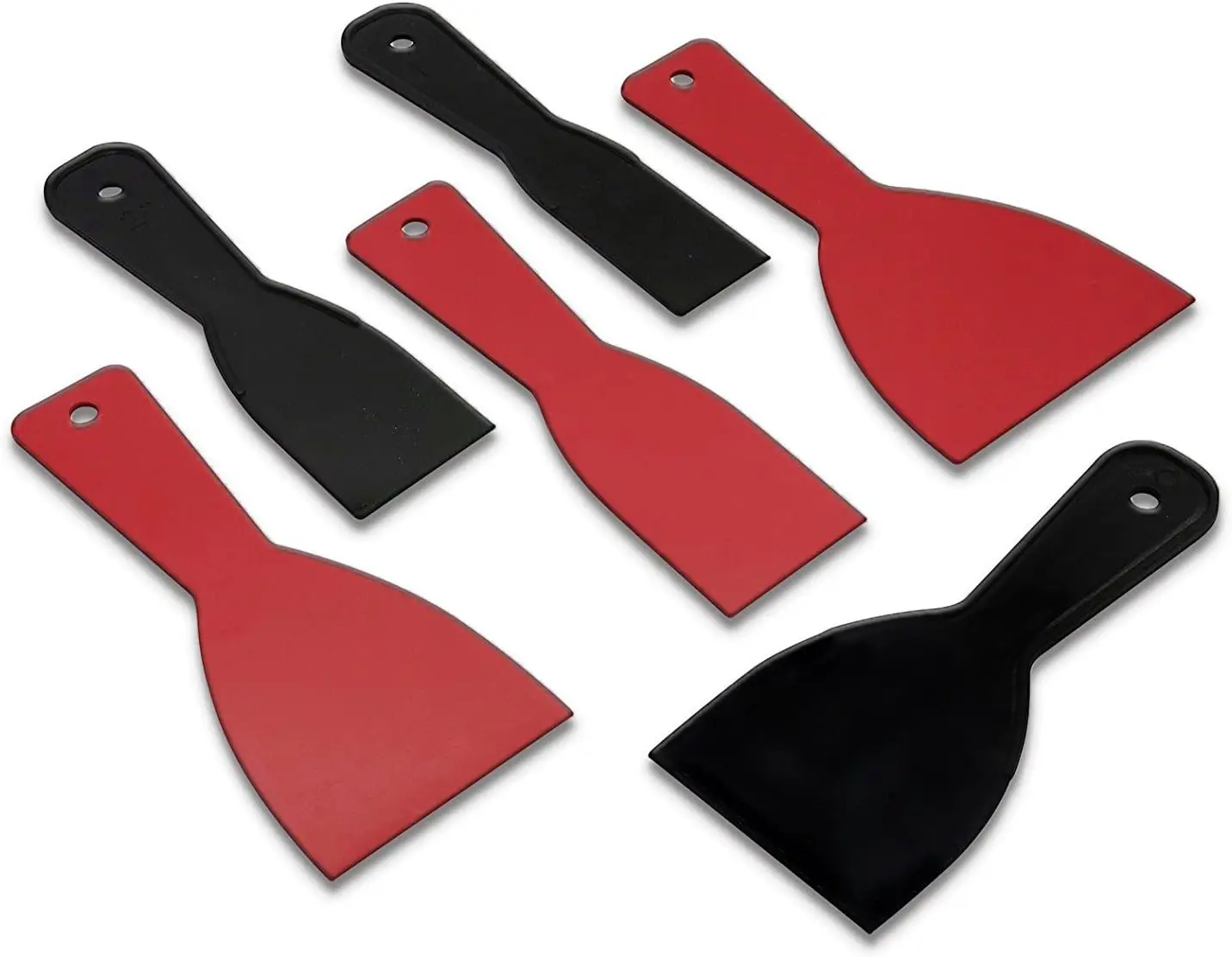 

6-Piece Putty Knife Set for Spackling, Painting, and Patching - Flexible Plastic Scrapers