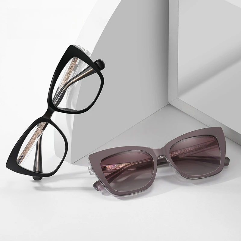2027 Magnet Clip On Optical Myopia Glasses Women Driving Polarized Sunglasses With Anti Blue Ray Prescription Reading Glasses