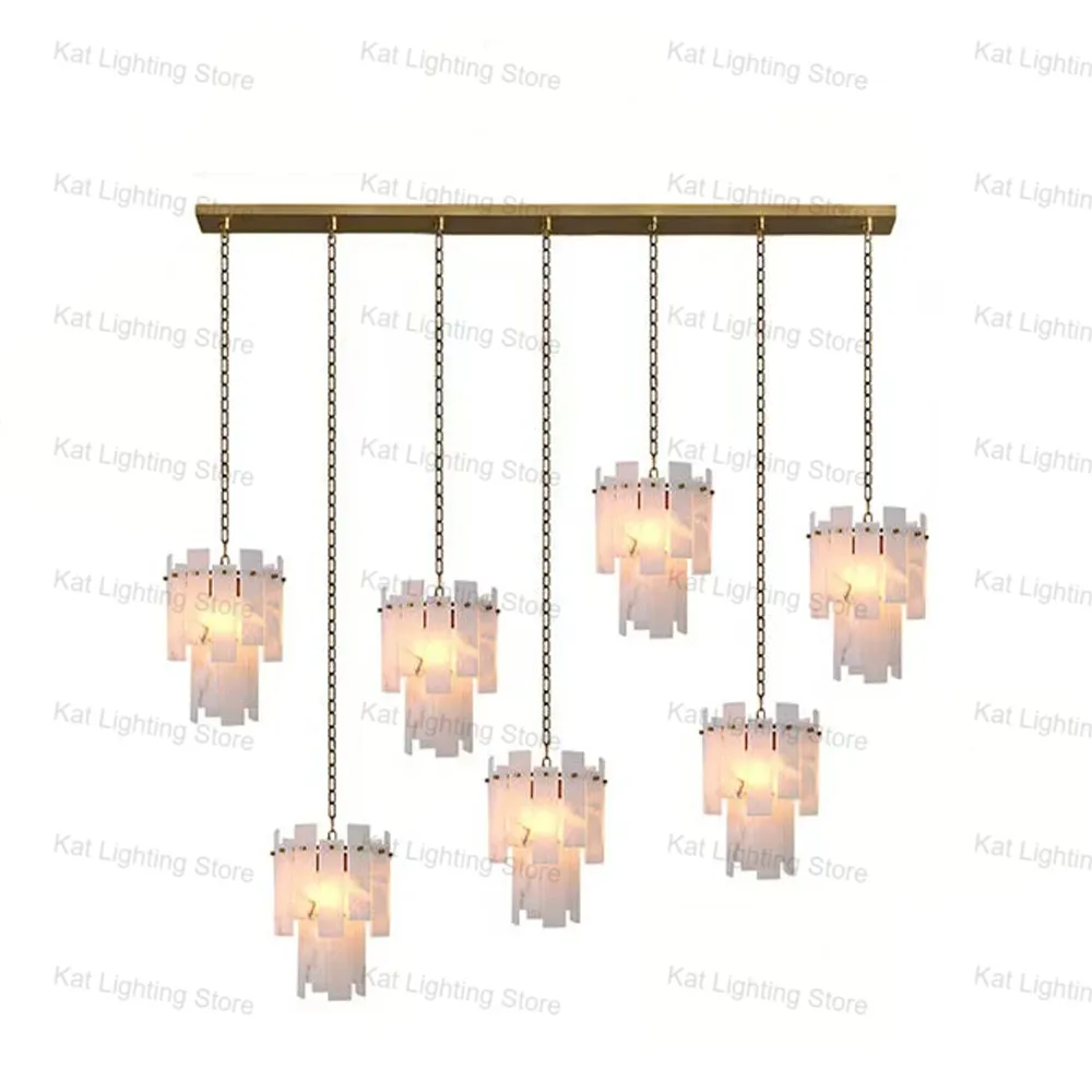 

Contemporary American Luxury Marble Pendant Lamp for Ceilings Brass Black Silver Round Dimmable Lustre Design