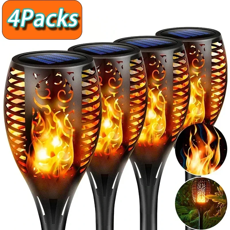 

4/2/1Pcs Solar Flame Lights Torch Flickering Light Waterproof Garden Decoration Outdoor Lawn Tiki Led Path Yard Patio Floor Lamp