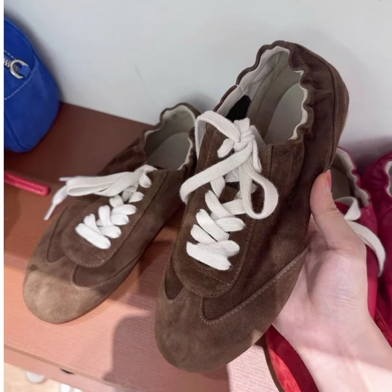 Scarpe da ginnastica casual da donna in pelle personalizzate Scarpe da allenamento firmate Scarpe da ginnastica stringate patchwork Scarpe piatte da donna in pelle